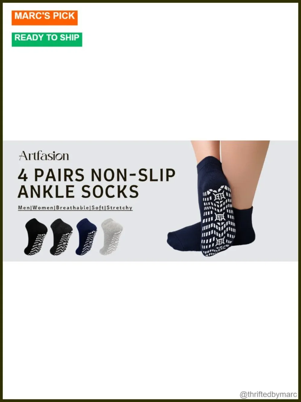 Non Slip Grippy Ankle Socks with Arch Support for Yoga Hospital Men Women